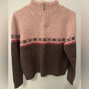 VINTAGE Woolrich Fair Isle Sweater Lambswool Nordic 1/4 Zip Women’s Size Medium